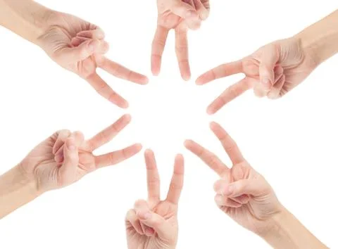 Hands of teamwork , forming the star shape Foto stock