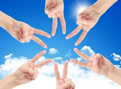 Hands of teamwork , forming the star shape Stock Photos