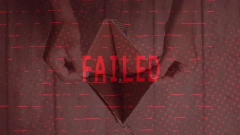 Hands Tearing Document in Half with Red FAILED Text Overlay Stock Footage 336478719