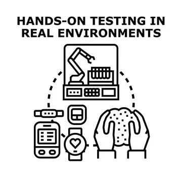 Hands on testing real environment development process Stockillustratie