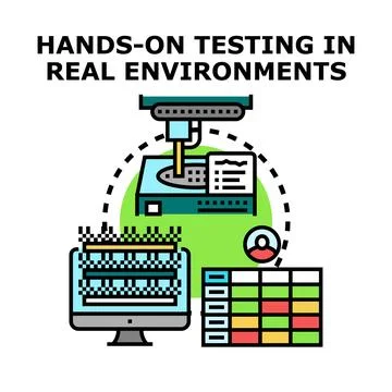 Hands on testing in real environments validating quality assurance process Stockillustratie