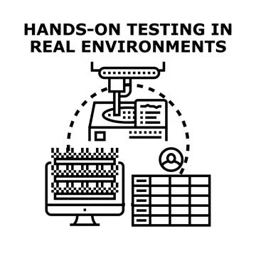 Hands on testing in real environments validating quality assurance process Stock Illustration