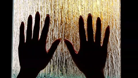 Hands on Textured Glass Stock Footage 101058715