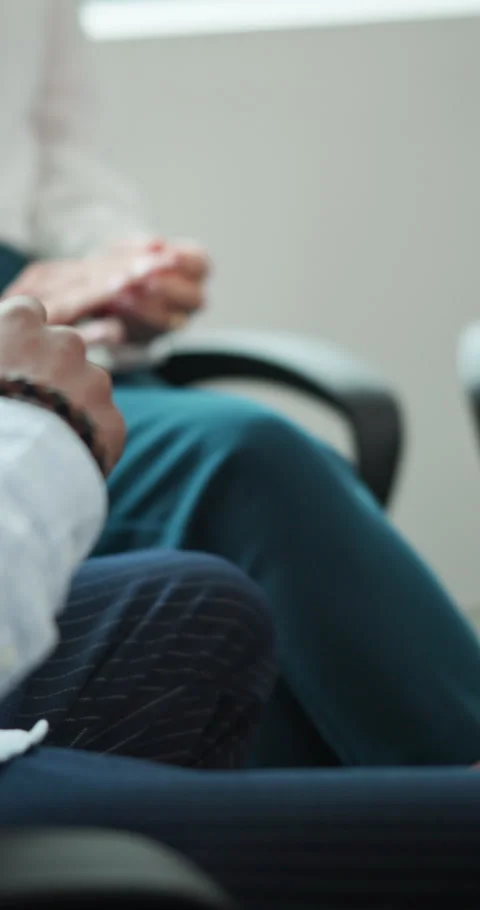 Hands, therapy and support group in business with conversation, team meeting and Stock Footage 341077578
