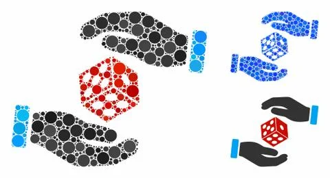 Hands throw dice Composition Icon of Round Dots Stock Illustration