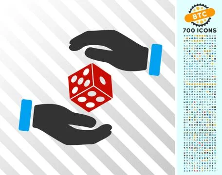 Hands Throw Dice Flat Icon with Bonus Stock Illustration