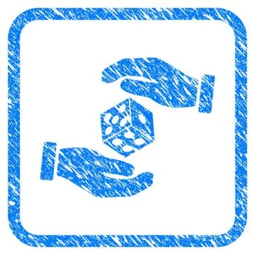 Hands Throw Dice Framed Grunge Icon Stock Illustration