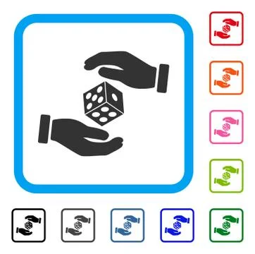 Hands Throw Dice Framed Icon Stock Illustration