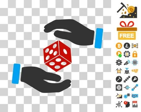Hands Throw Dice Icon with Bonus Stock Illustration