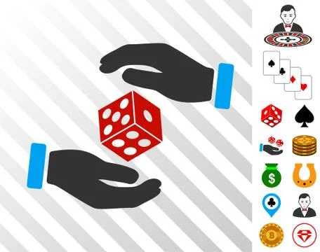 Hands Throw Dice Icon with Bonus Stock Illustration