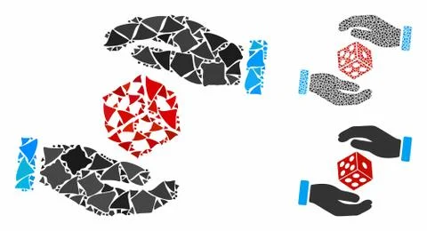Hands throw dice Mosaic Icon of Rugged Elements イラスト素材