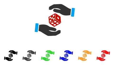 Hands Throw Dice Vector Icon Stock Illustration