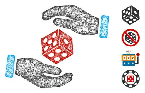 Hands Throw Dice Web Vector Mesh Illustration Stock Illustration