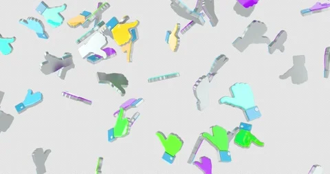 Hands with thumbs up and thumbs down falling down. 3D animation on transpar.. Stock Footage 305794926