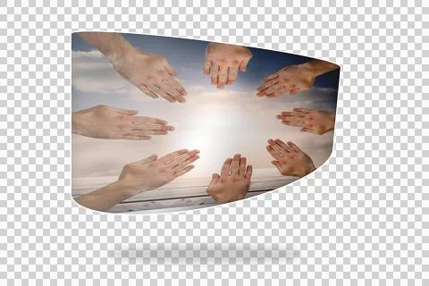 Hands together on abstract screen Stock Illustration