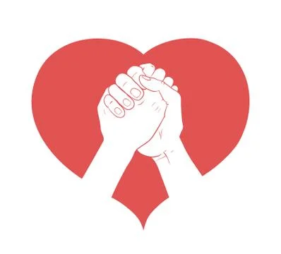 Hands together in heart Stock Illustration