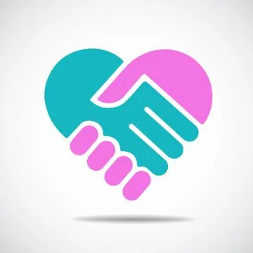 Hands together. Heart symbol. Vector Stock Illustration