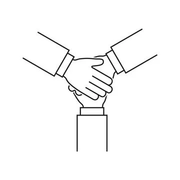 Hands together line icon, teamwork sign on white background Illustrazione stock