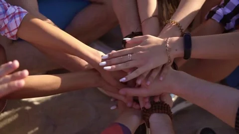 Hands Together Unity in Teamwork and Friendship Stock Footage 305450721