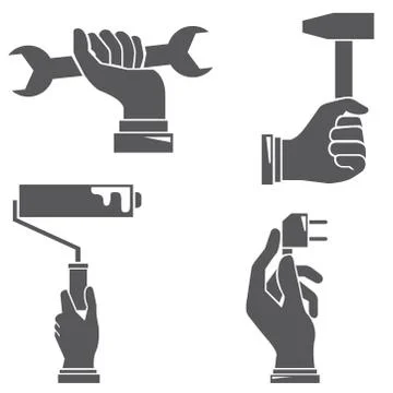 Hands with tools Stock Illustration