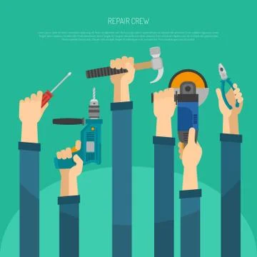 Hands With Tools Stock Illustration