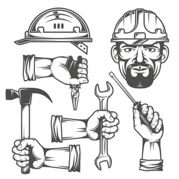 Hands with tools Stock Illustration