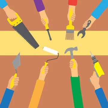 Hands with tools Stock Illustration
