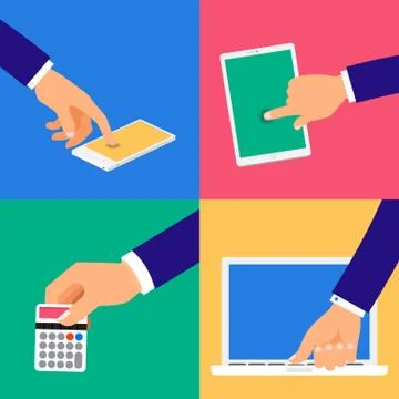 Hands touch device Stock Illustration