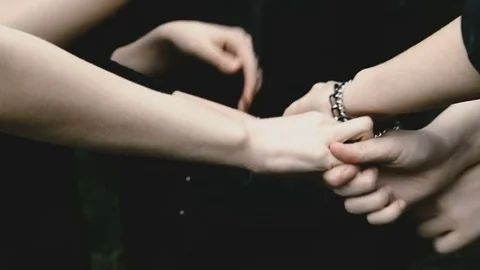 Hands touch each other Stock Footage 81812121