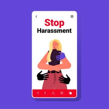 Hands touching african american woman stop harassment and abuse no sexual Stock Illustration