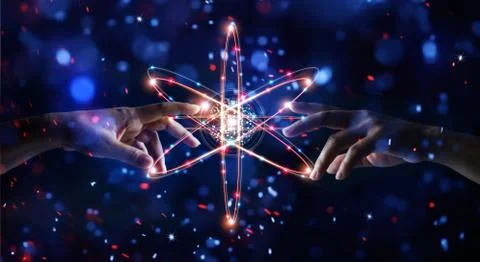 Hands touching science on network connection Fotos Stock