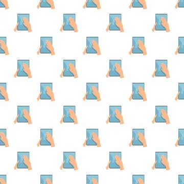 Hands touching tablet screen pattern creating technology background Stock-Illustration