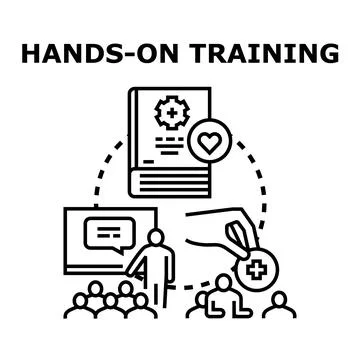 Hands on training developing practical skills and knowledge Stock-Illustration