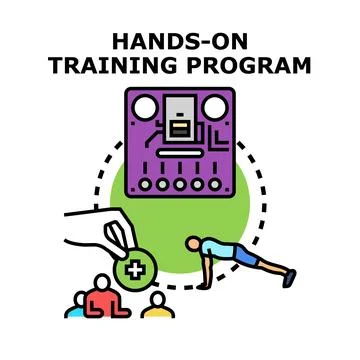 Hands on training program developing diverse skills Illustrazione stock