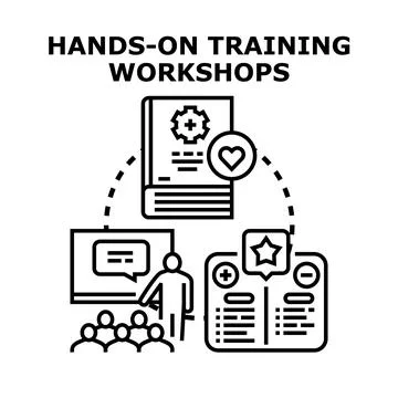 Hands on training workshops learning expertise development 스톡 일러스트