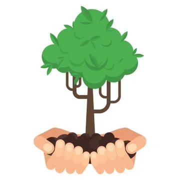 Hands with tree Stock Illustration