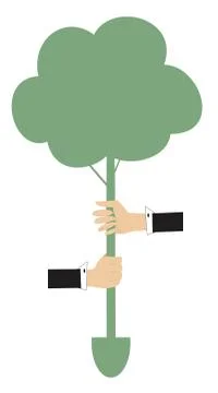 Hands, tree, spade concept illustration Stock Illustration