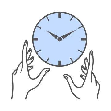 Hands trying to hold a clock Illustrazione stock