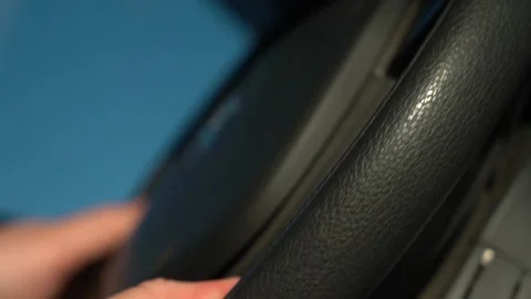 Hands turn the steering wheel. 스톡 동영상 154106257