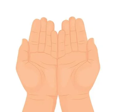 Hands turned palms up. Two open palms offer prayer. Stock Illustration