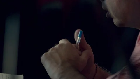 Hands twist a pen nervously Stock Footage 106450413
