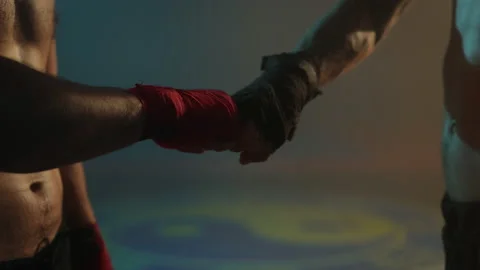 Hands Of Two Athletes. Boxer Is Touched With Fists In Greeting. Vídeos de archivo 160761734