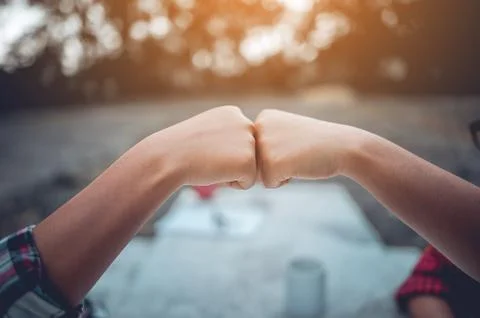 The hands of two people represent unity in work. Successful Business To be a  Foto stock