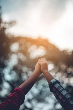 The hands of two people represent unity in work. Successful Business To be a  Stock-Fotos