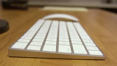 Hands typing and clicking on Keyboard and Mouse Stock Footage 79237720