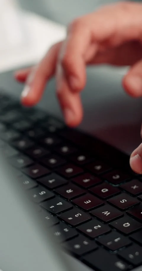 Hands, typing and creative with laptop, office and planning for novel on website Stock Footage 329600333
