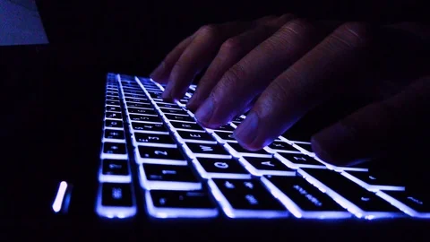 Hands Typing on Backlit Keyboard, Cybersecurity and Crypto, 4K 스톡 동영상 109803139