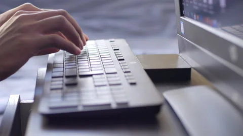 Hands Typing On Black Computer Keyboard Video stock 150598884