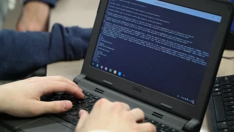 Hands typing code on a computer. Stock Footage 141014190