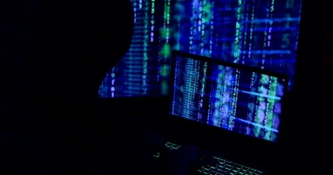 Hands typing code on a laptop keyboard, hacking or programming concept Stock Footage 300397975